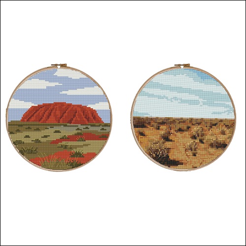 Red Centre counted cross stitch chart or kit with 14ct aida, thread, and hoop. 